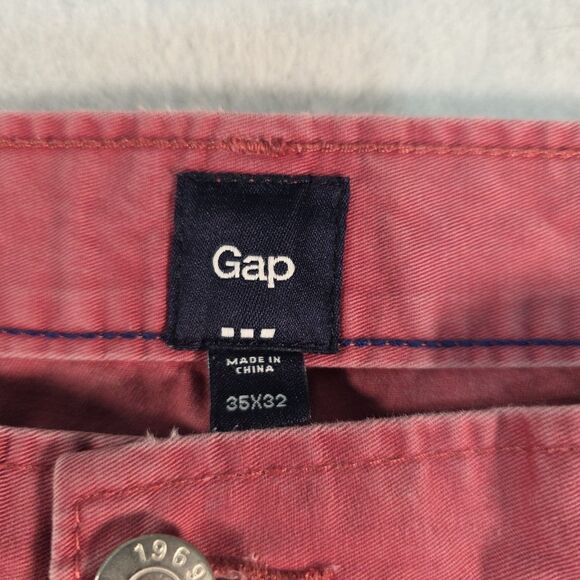 Gap Straight Vintage Khaki Pants Men's 35 x 32 Rooster Red Back Flap Pockets Y2K - Picture 5 of 9